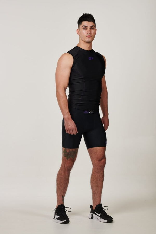 Mens Black with Purple Compression Shorts – $39.99