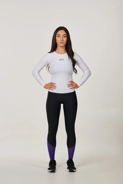 o2fit Womens Compression Long Sleeve Top - White